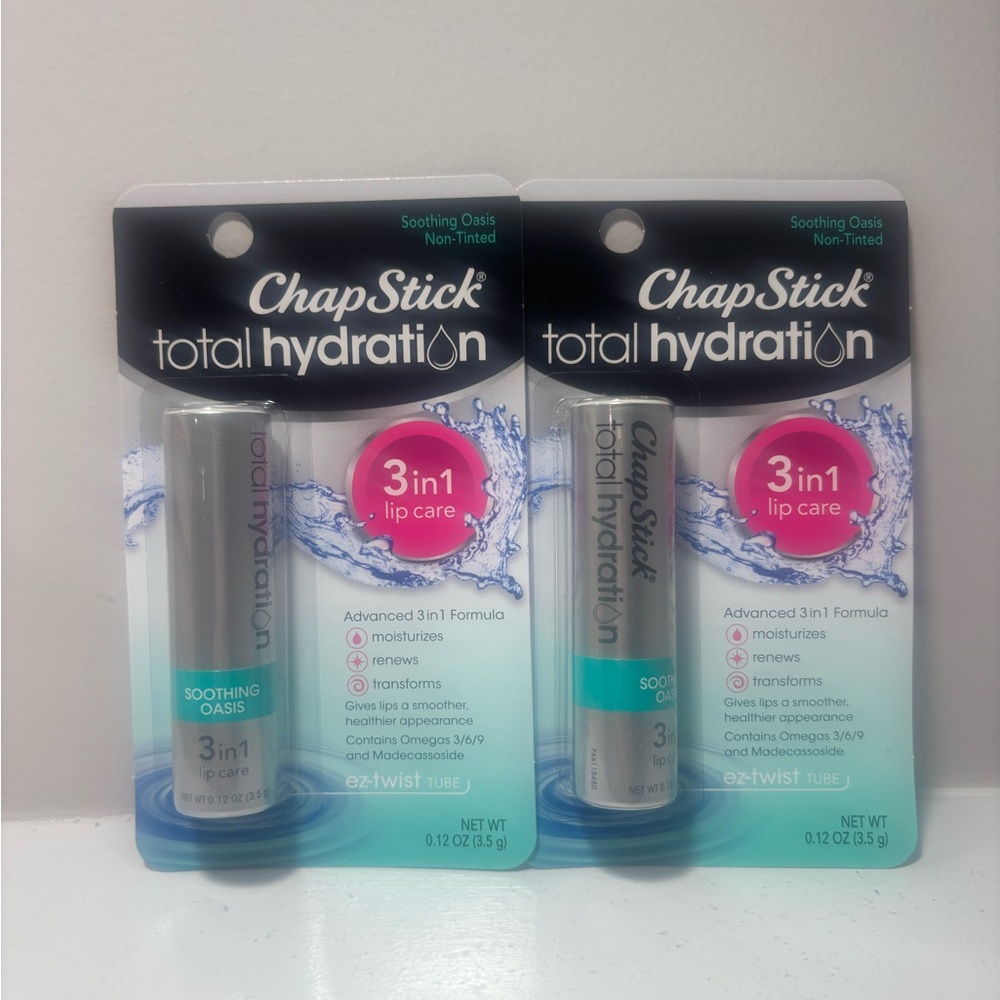 2 Pack Set - ChapStick Total Hydration 3-in-1 Lip Care Soothing Oasis